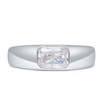 Radiant Cut 5.5mm Solitaire Cubic Zirconia Ring 925 Sterling Silver Wholesale